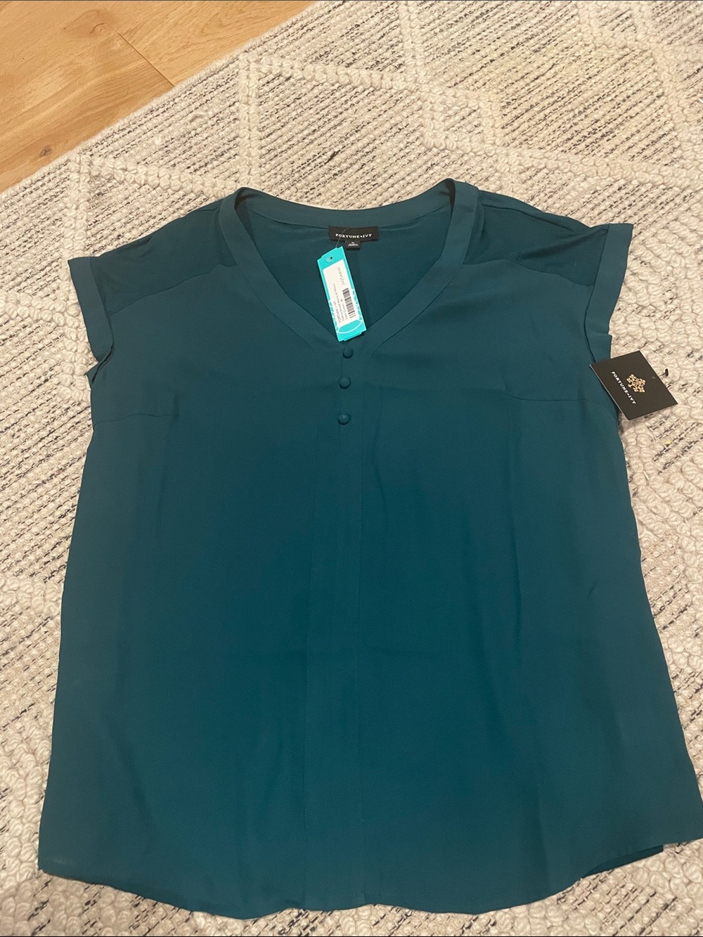Fortune and Ivy Helena Mixed Material Blouse